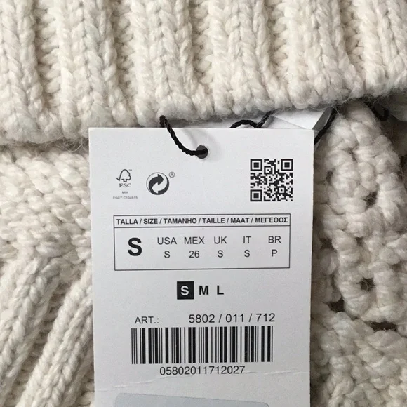 NWT. Zara Ecru Cable-Knit Sweater. Size S. - Picture 8 of 10